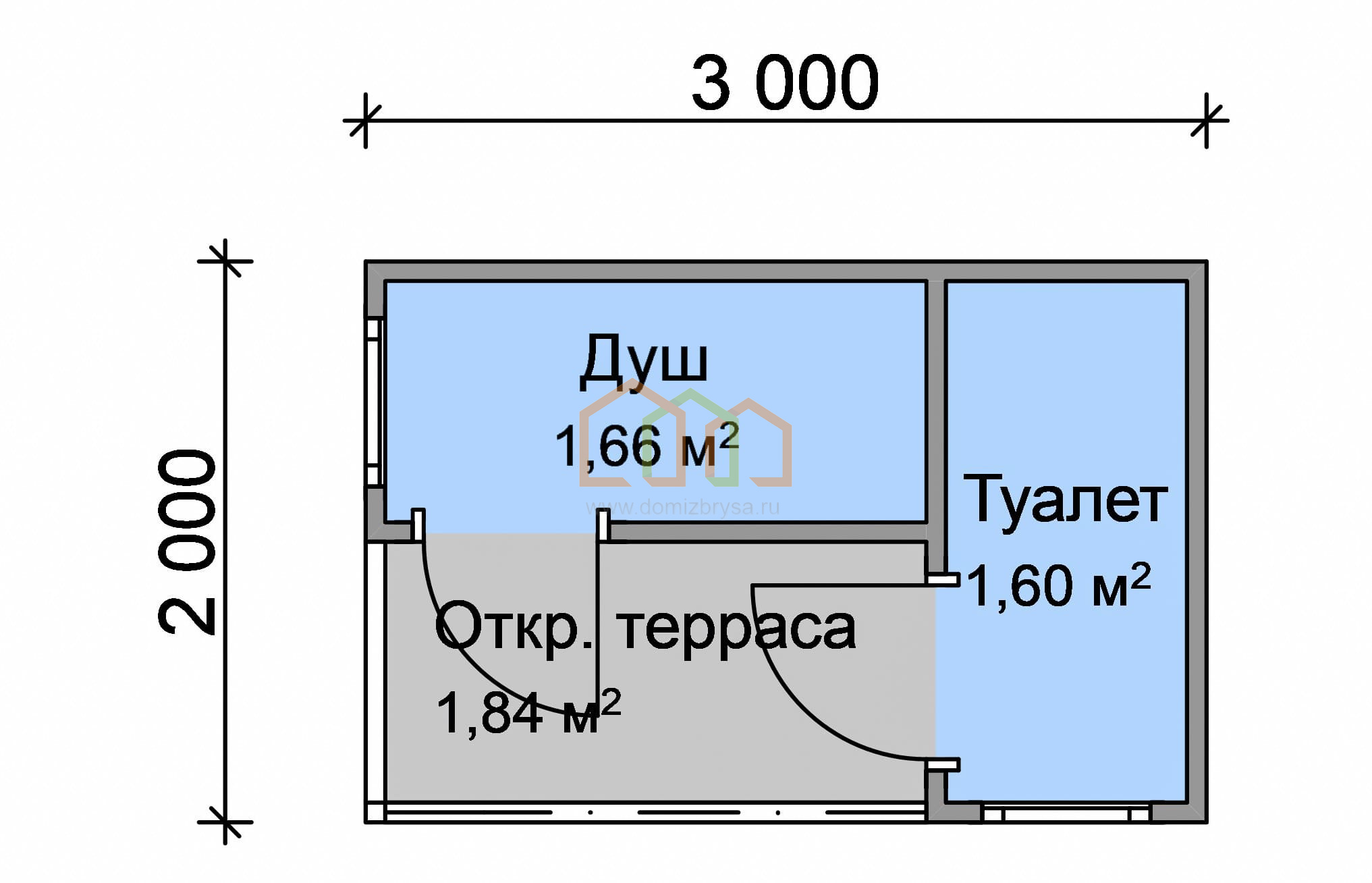 Хозблок эконом Агата-2 (ЭСС) 2х3 Площадь: 6 м² с террасой со сборкой на  участке с душем и туалетом под ключ в Сергиевом Посаде